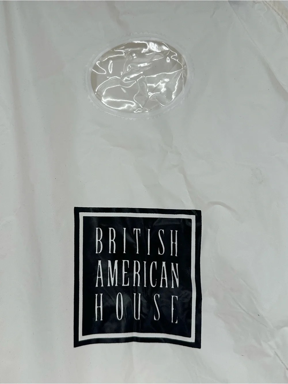 Vintage British American House White Nylon Zippered Garment Bag Hanging Clothes